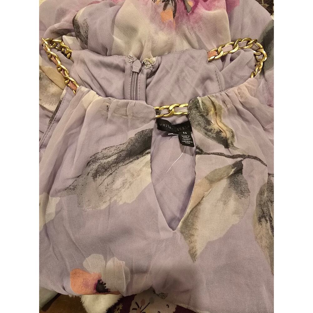 White House Black Market Floral Soft Halter Dress Lavender Size 6 - Picture 6 of 8